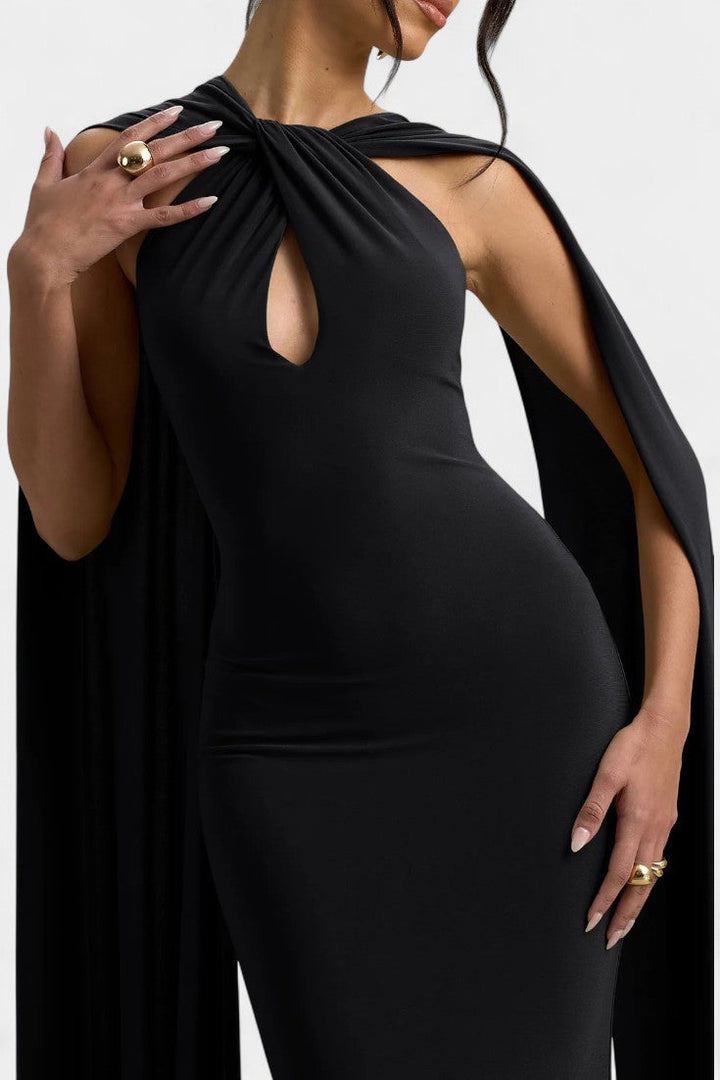 Faffienia Maxi Vestido con Escote Halter y Corte Clave