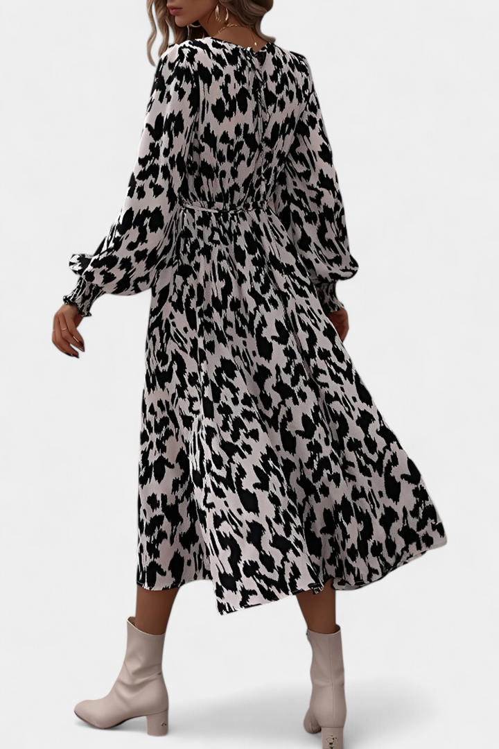 Nerin Vestido A-Line de Leopardo con Cintura Regulable