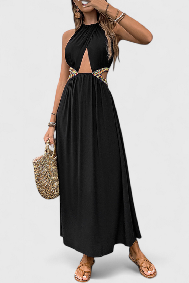 Sorina Midi Halter Dress with Cutouts