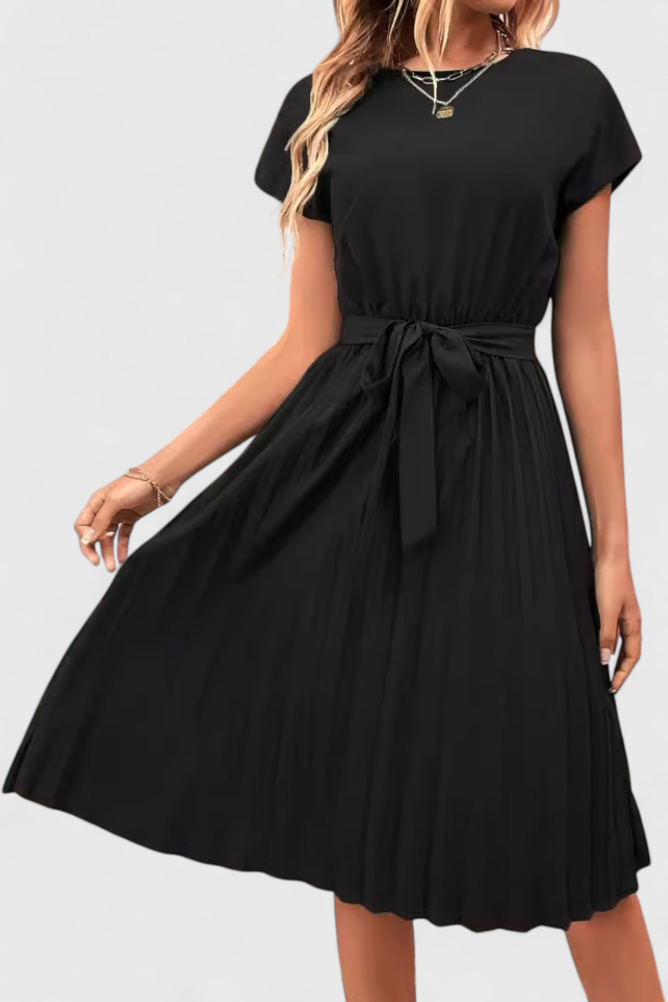 Vestido Midi Elegante Luxie de Tejido Ligero y Corte Fluido