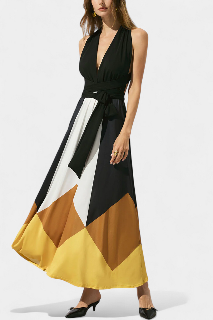 Nava Vestido Largo Polimórfico con Espalda Descubierta y Diseño Versátil