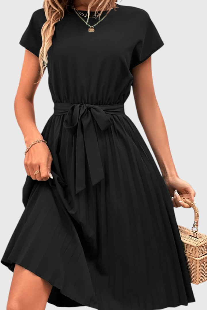 Vestido Midi Elegante Luxie de Tejido Ligero y Corte Fluido