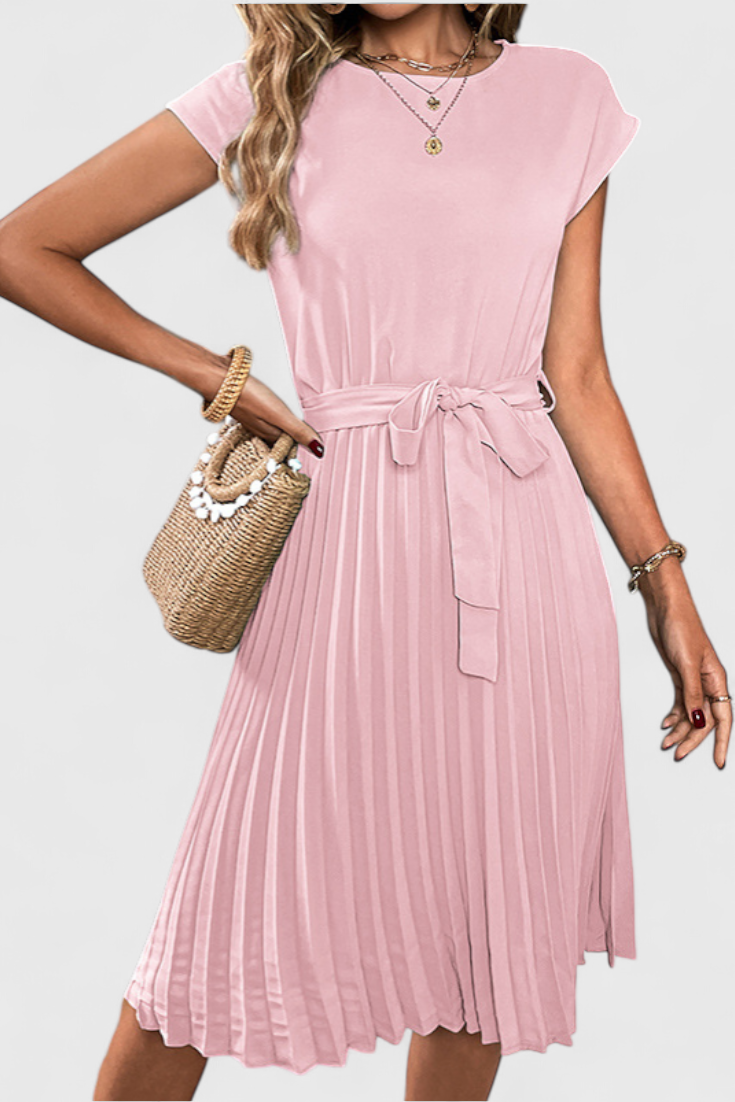 Vestido Midi Elegante Luxie de Tejido Ligero y Corte Fluido