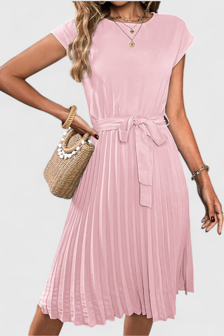 Vestido Midi Elegante Luxie de Tejido Ligero y Corte Fluido