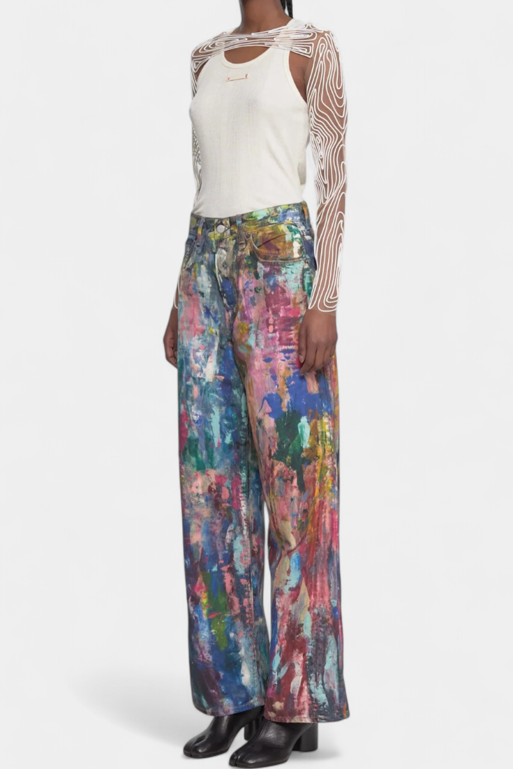 Rana Jeans de Pierna Ancha con Diseño Artístico