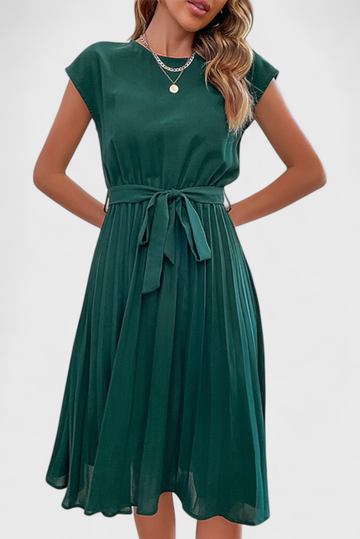 Vestido Midi Elegante Luxie de Tejido Ligero y Corte Fluido