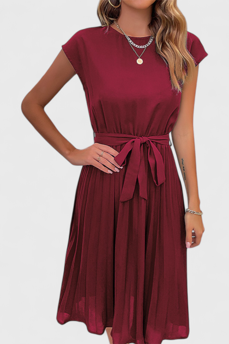 Vestido Midi Elegante Luxie de Tejido Ligero y Corte Fluido