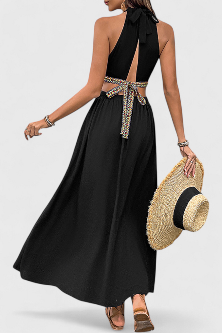 Sorina Midi Halter Dress with Cutouts