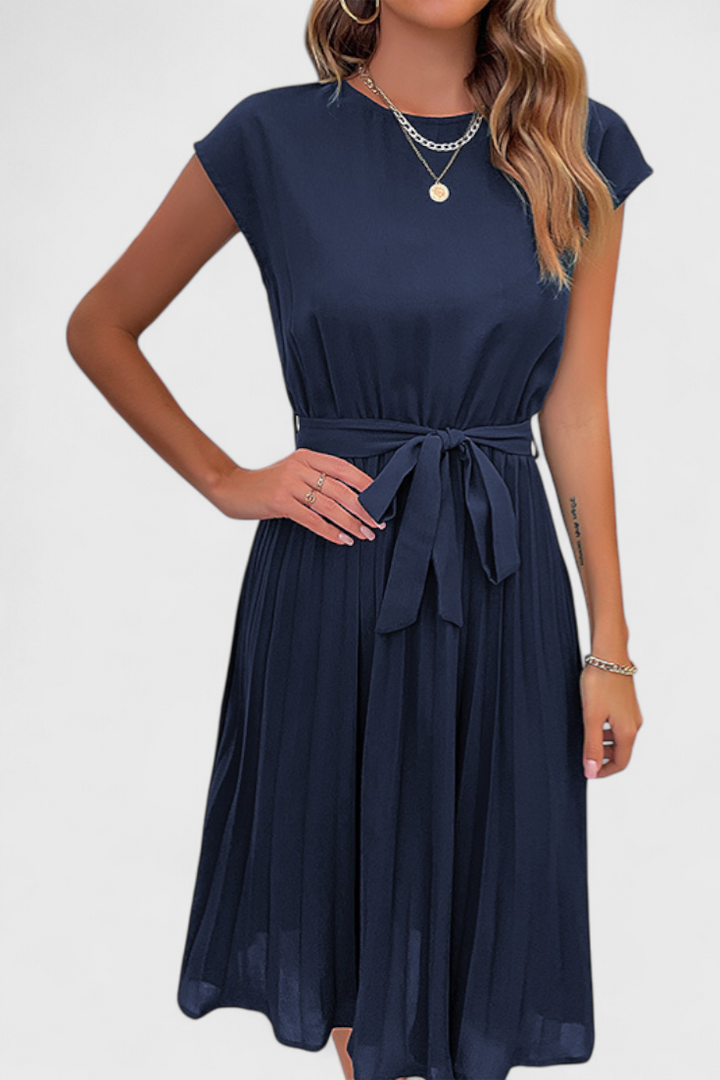 Vestido Midi Elegante Luxie de Tejido Ligero y Corte Fluido