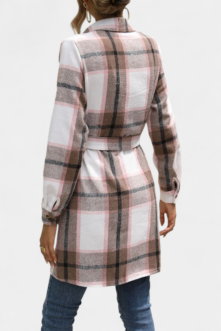 Masia Mini Checkered Shirt Dress with Belt