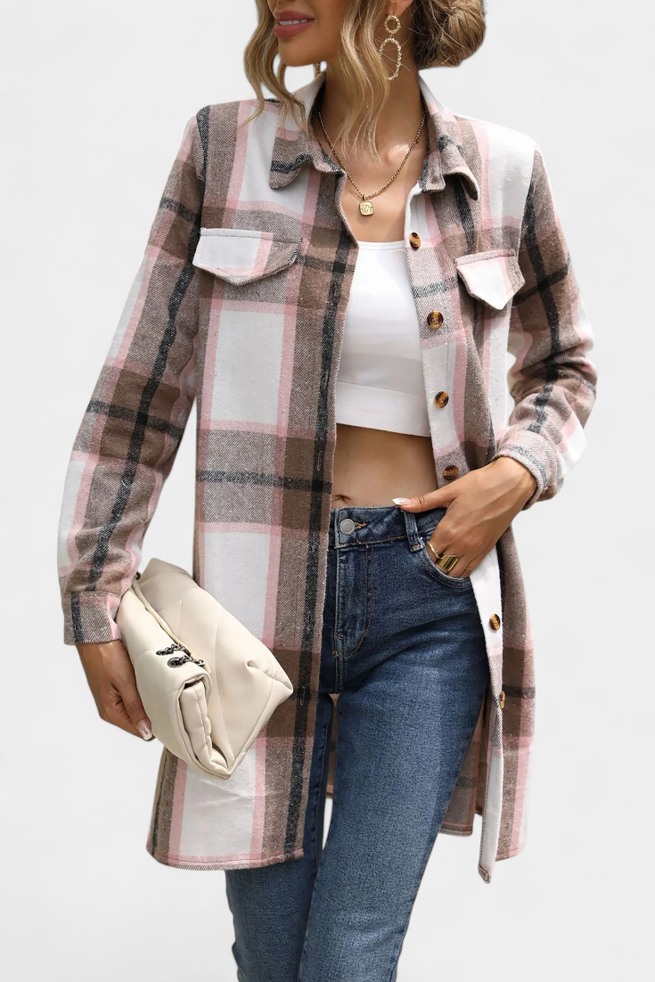 Masia Mini Checkered Shirt Dress with Belt