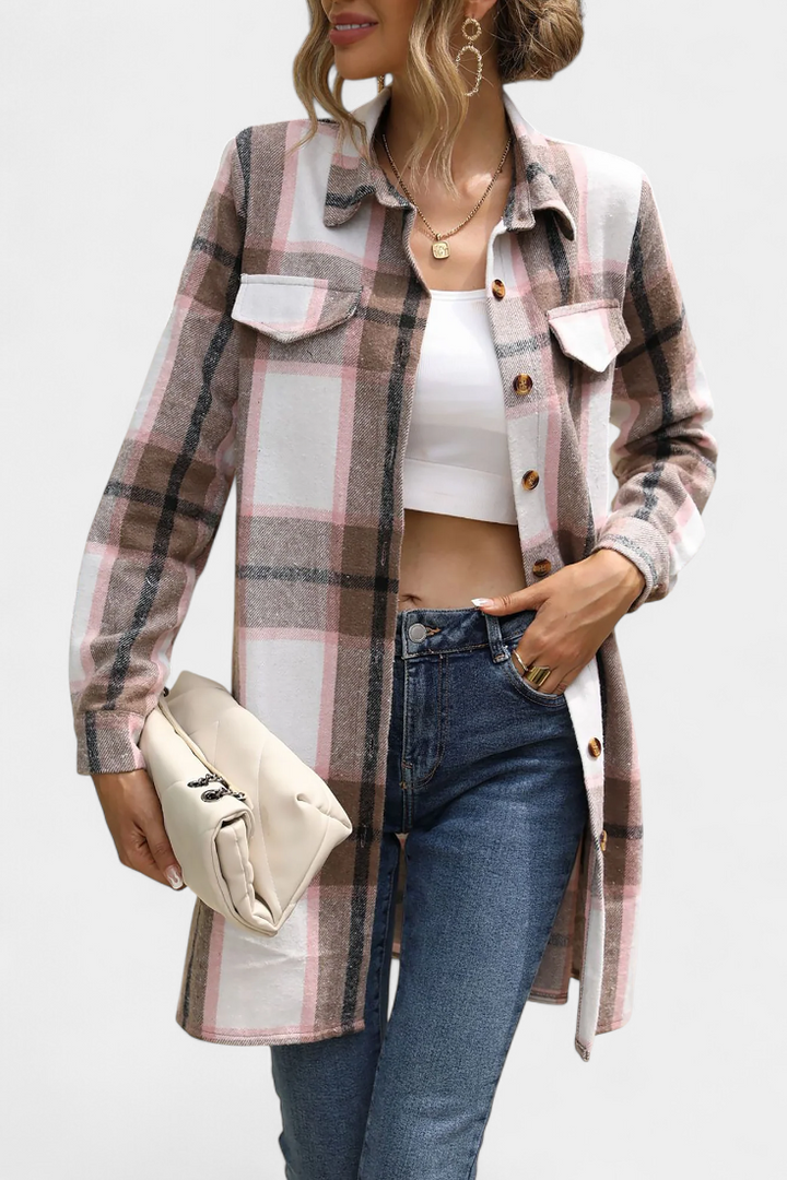 Masia Mini Checkered Shirt Dress with Belt