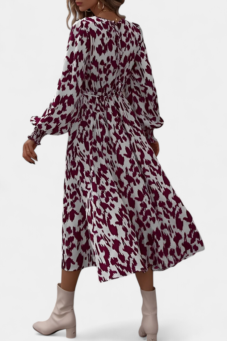 Nerin Vestido A-Line de Leopardo con Cintura Regulable