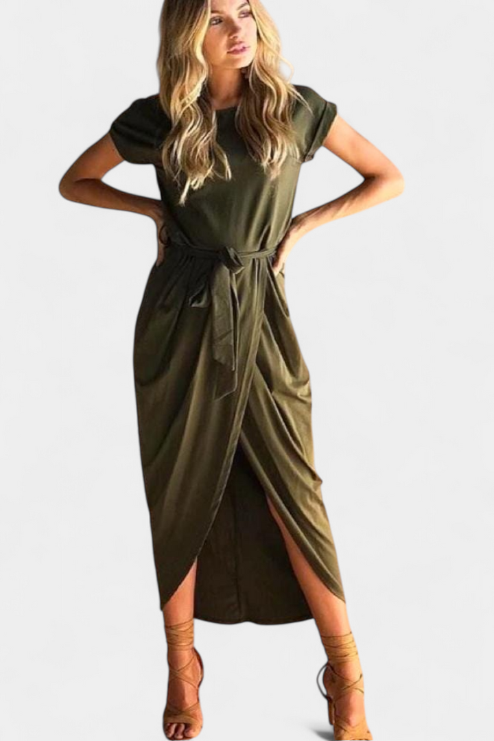 Vestido Midi Envolvente Clarissa con Abertura Lateral