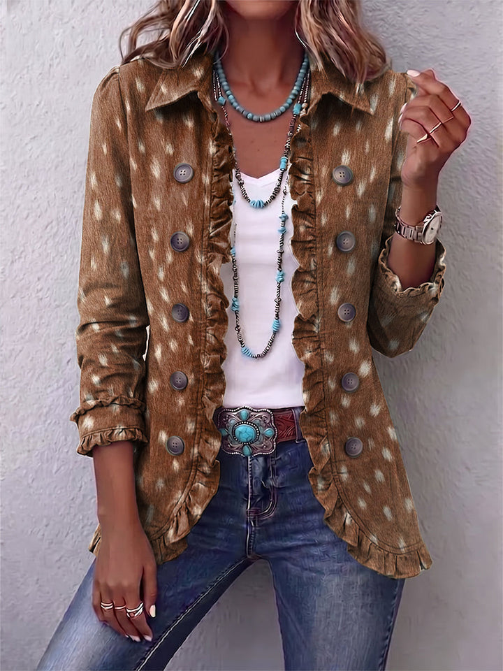 Nolinda | Chaqueta Rizada de Estampado Animal Bohemio