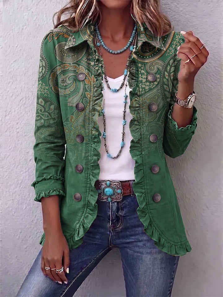 Jemara | Chaqueta Rizada con Estampado Paisley Bohemio