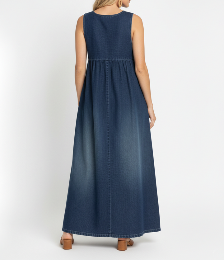 Gumersinda™ | Vestido Maxi de Denim Lavado con Tirantes