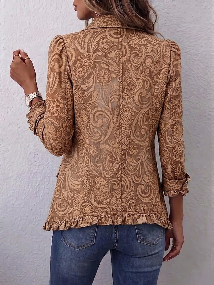 Vyclara | Chaqueta Rizada de Estampado Floral Bohemio Vintage