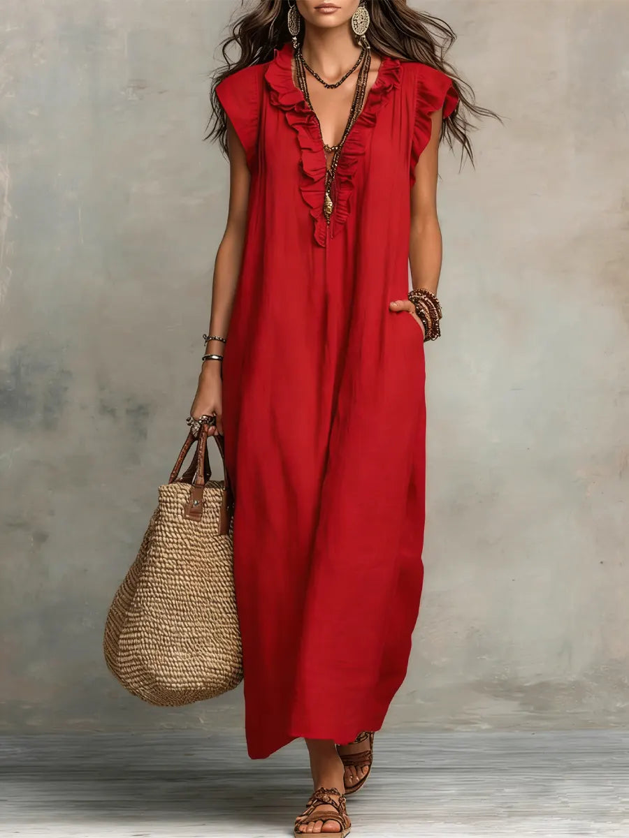 Camila™ | Vestido Largo Bohemio de Lino y Algodón