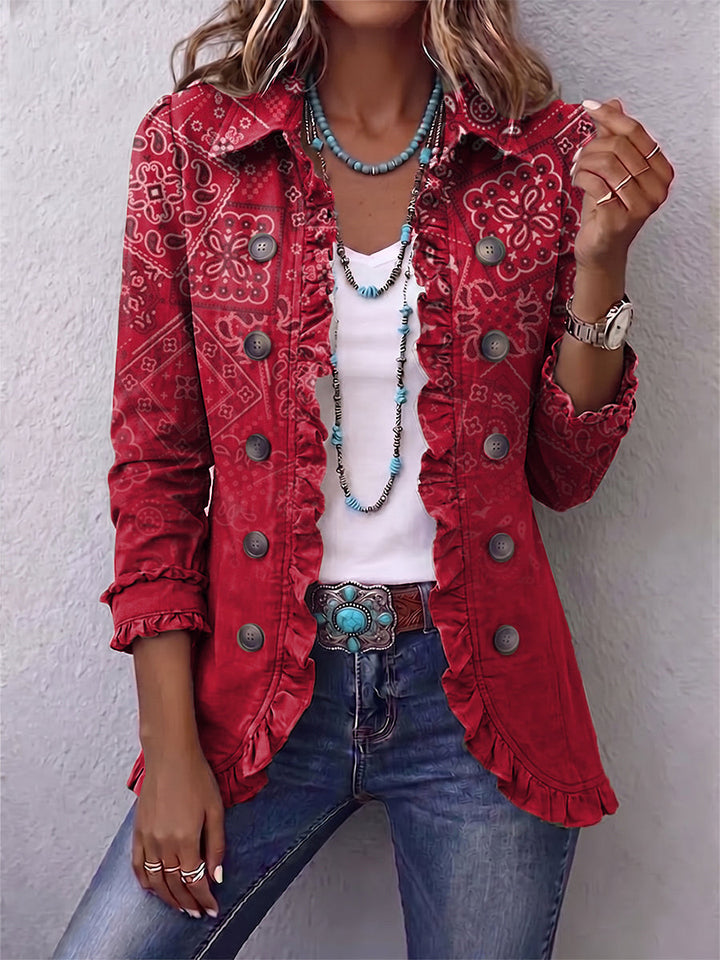 Criselle | Chaqueta Rizada con Estampado Paisley Ombre Bohemio