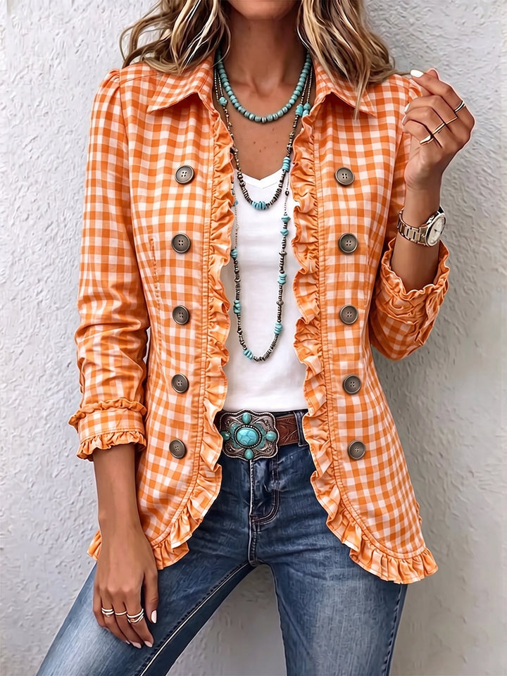 Charlene | Chaqueta de Botones con Volantes de Gingham