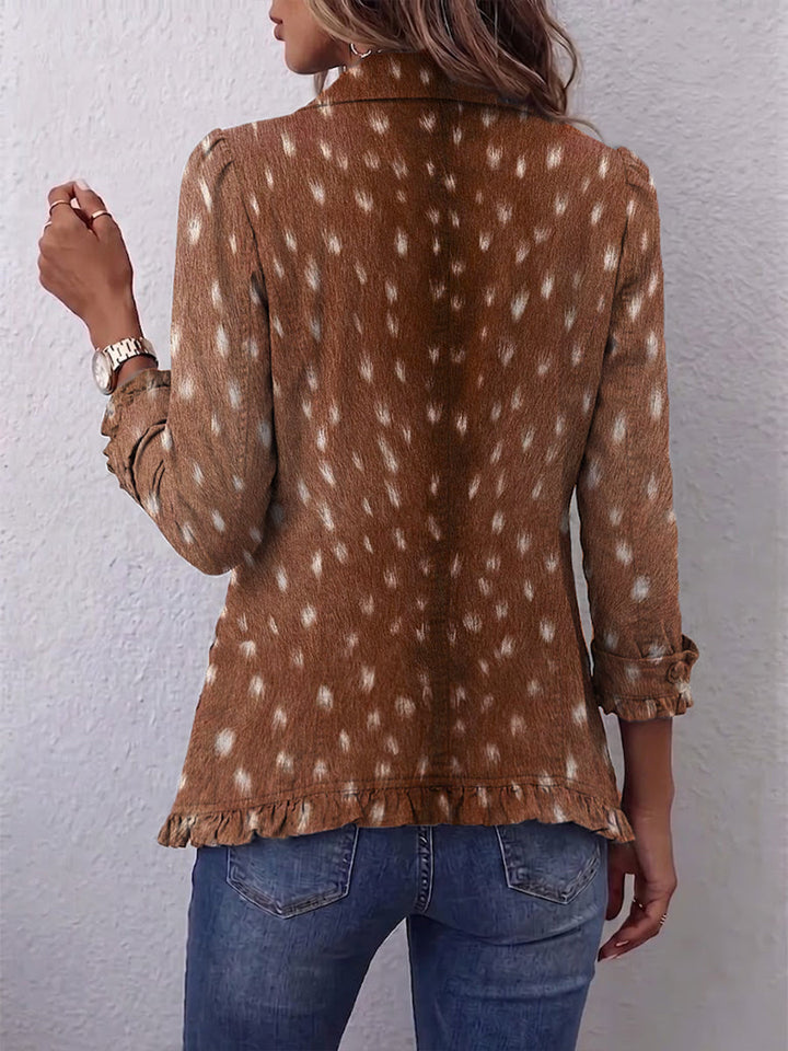 Nolinda | Chaqueta Rizada de Estampado Animal Bohemio