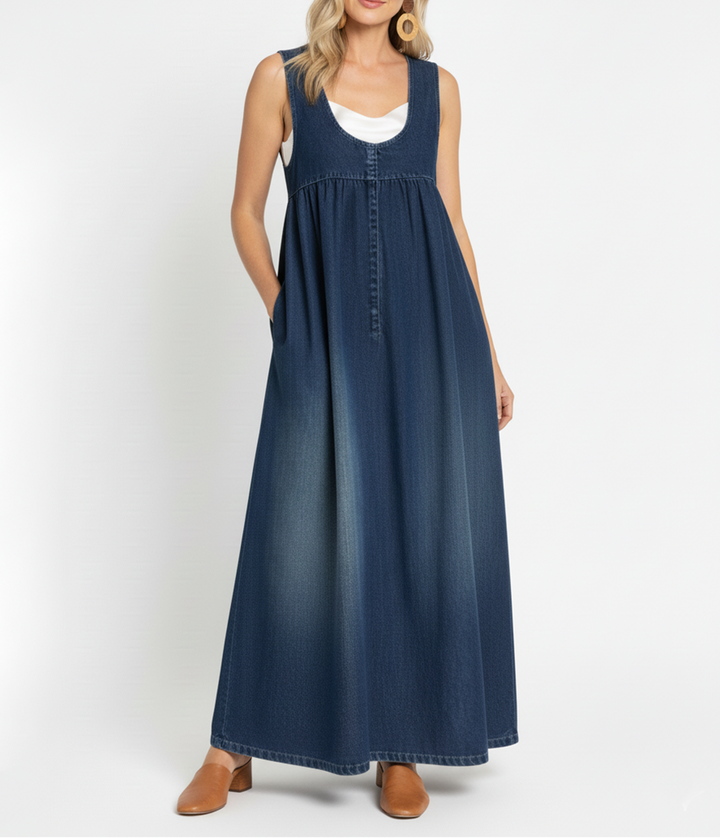 Gumersinda™ | Vestido Maxi de Denim Lavado con Tirantes