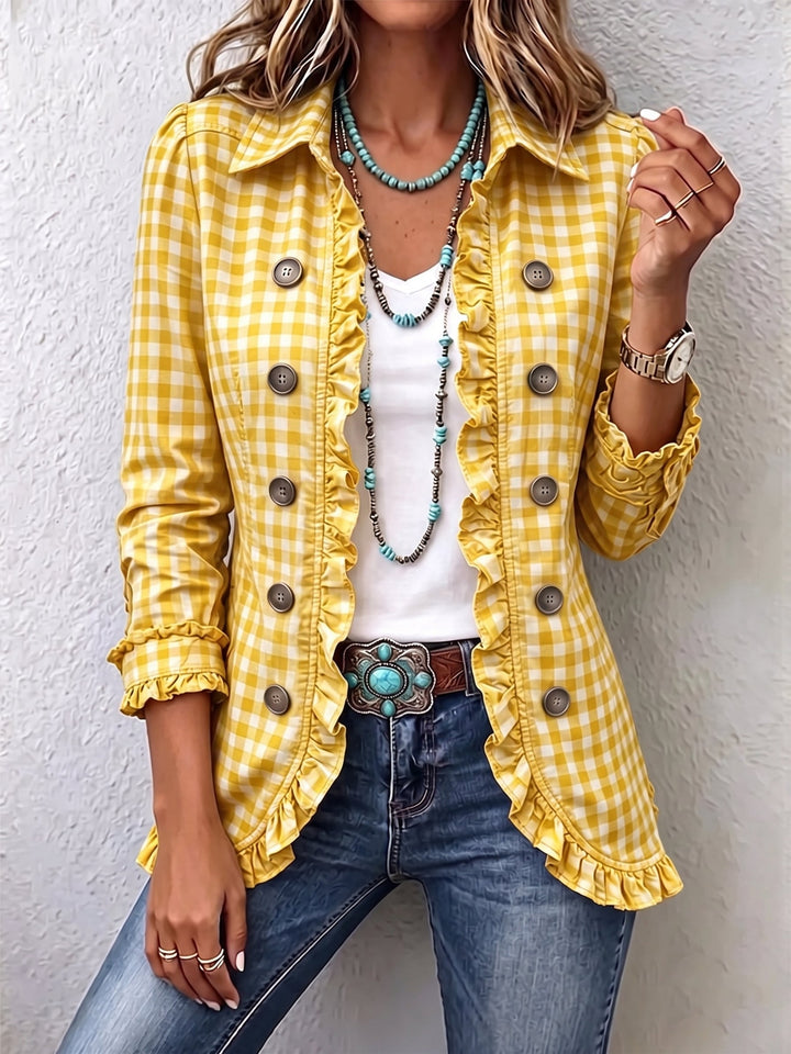 Charlene | Chaqueta de Botones con Volantes de Gingham