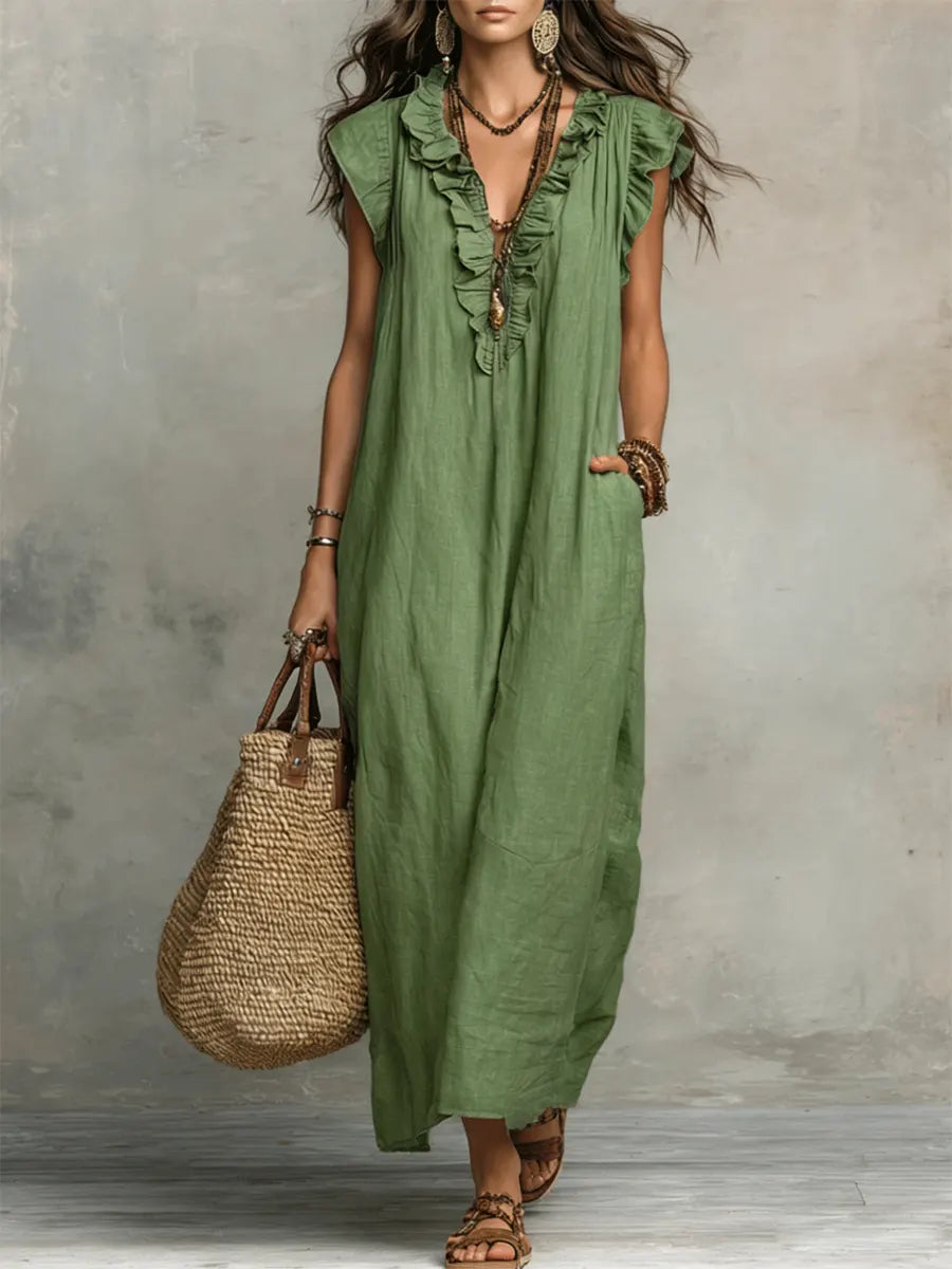 Camila™ | Vestido Largo Bohemio de Lino y Algodón