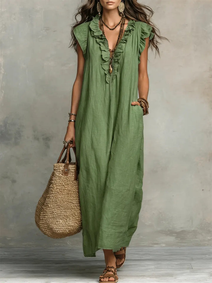 Camila™ | Vestido Largo Bohemio de Lino y Algodón