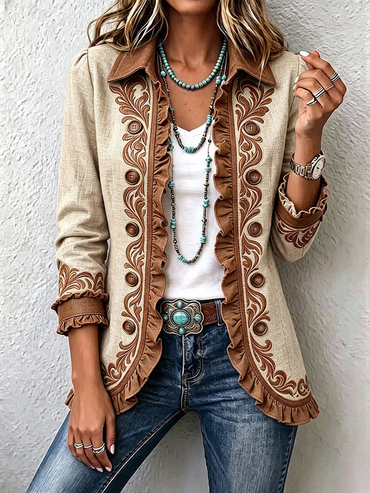 Dawncroft | Chaqueta Rizada Floral Bohemia Vintage