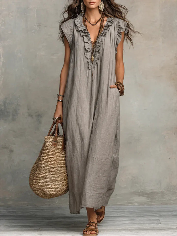 Camila™ | Vestido Largo Bohemio de Lino y Algodón