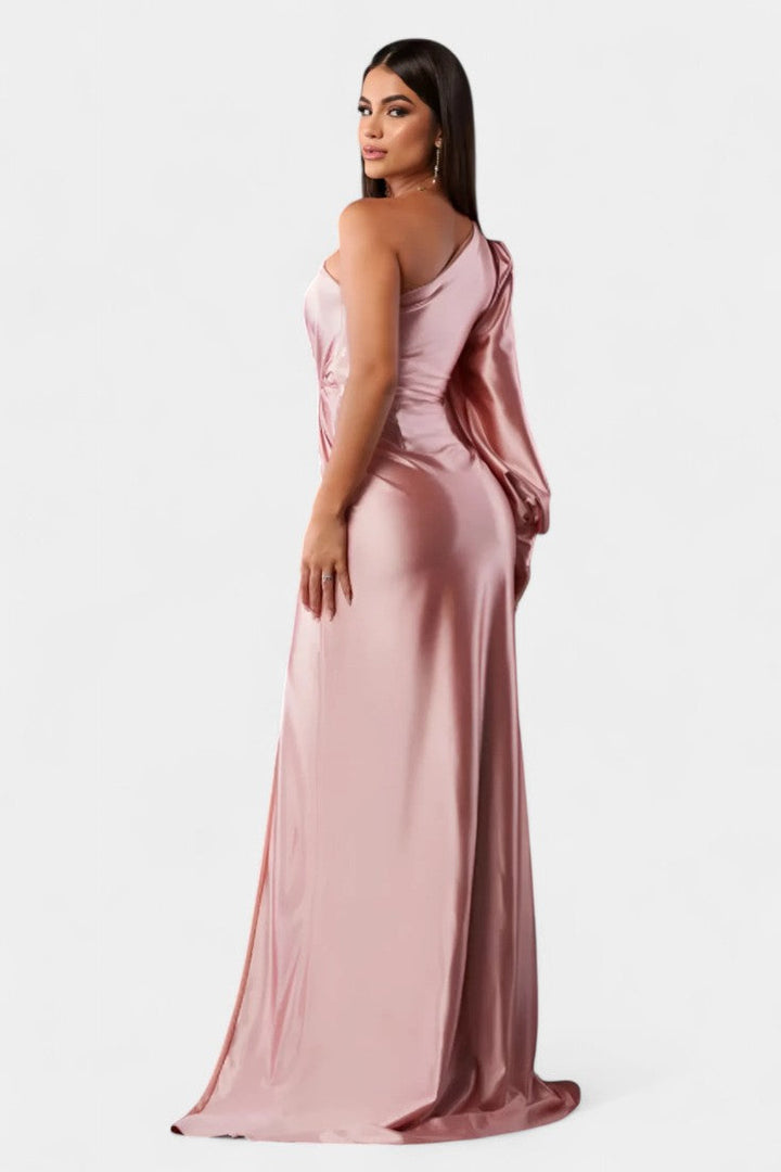 Vestido Asimétrico Drapado de Un Hombro Charlotte